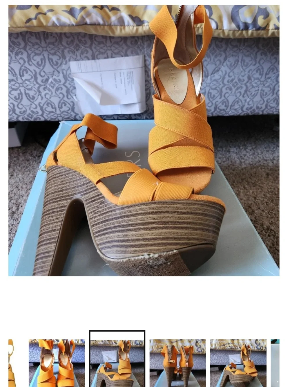 Bakers Yellow Crisscross Platform Sandals